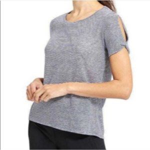 Athleta Linen T-Shirt with Cut Out Shoulders